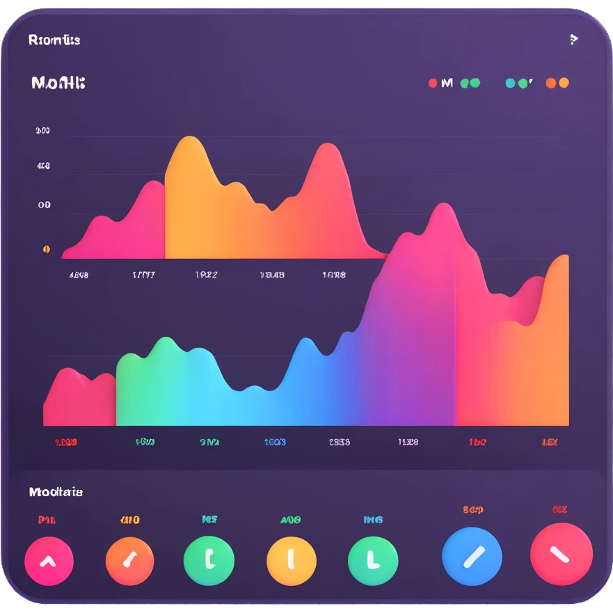 dashboard with playful and vibrant graphs and charts emoji