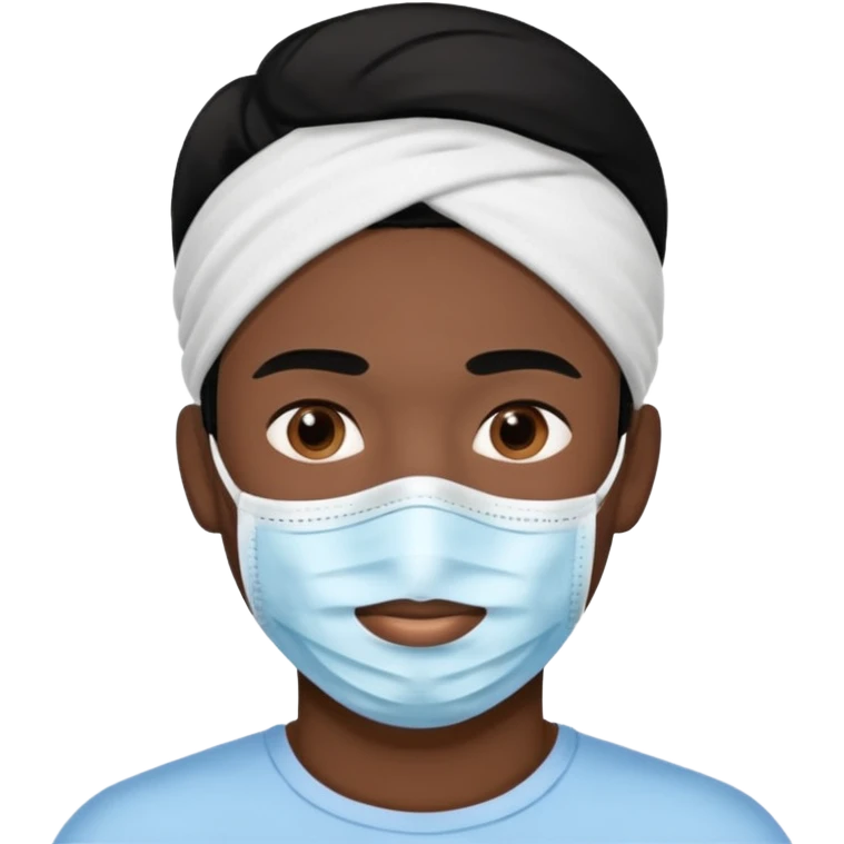 black hair man, Skincare face mask emoji