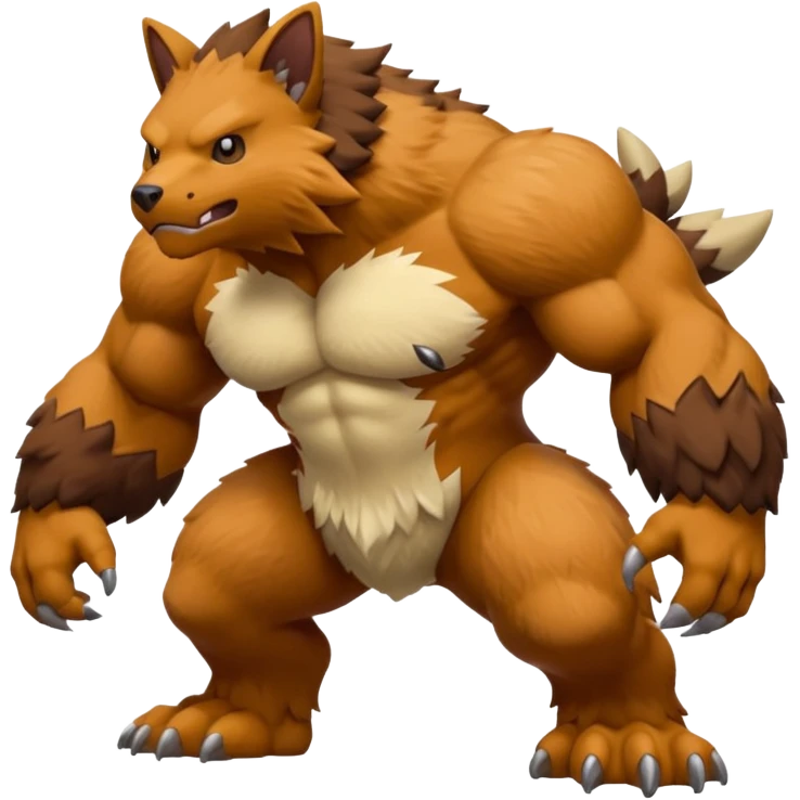 Stocky Quadrupedal Thick-furred Muscular Mountainous Pokémon-Fakémon-Digimon-Creature, (full body) emoji