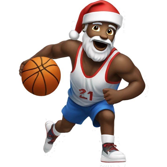 Santa playing basketball dunking emoji
