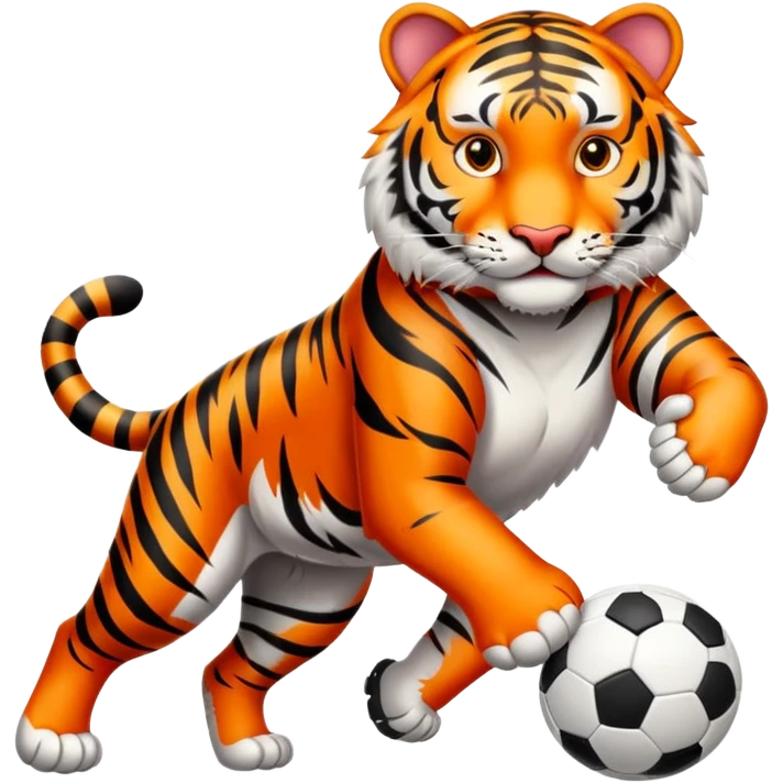 Bengal tiger playing football in Cincinnati emoji