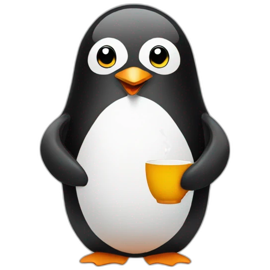 Penguin in tuxedo sipping tea emoji