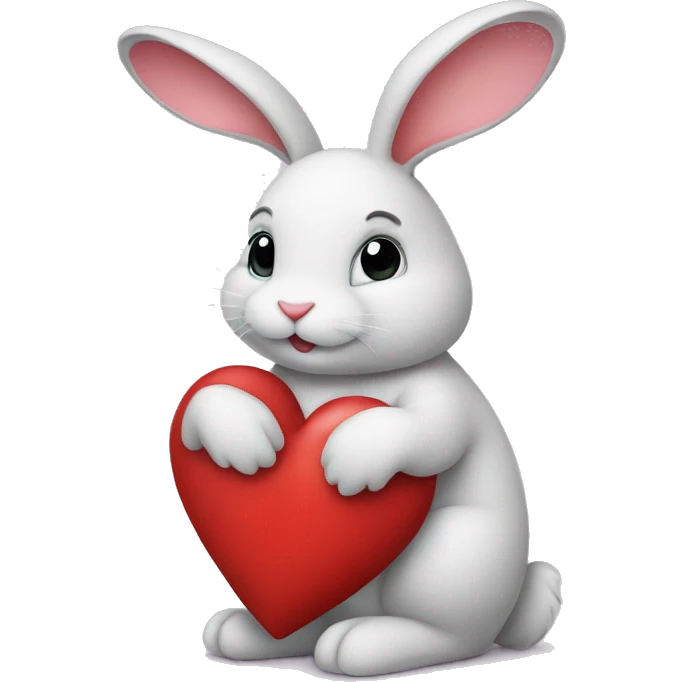 A bunny holding a heart emoji