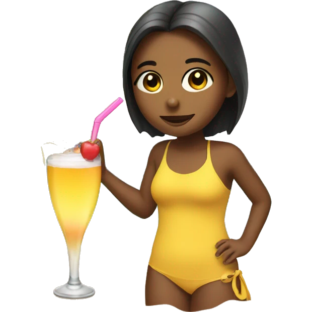 Girl on beach drink emoji