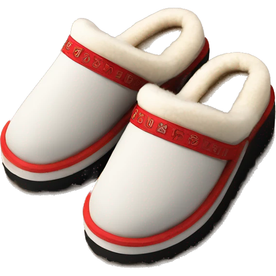 Ugg tazz platform slippers with red details on the edge emoji