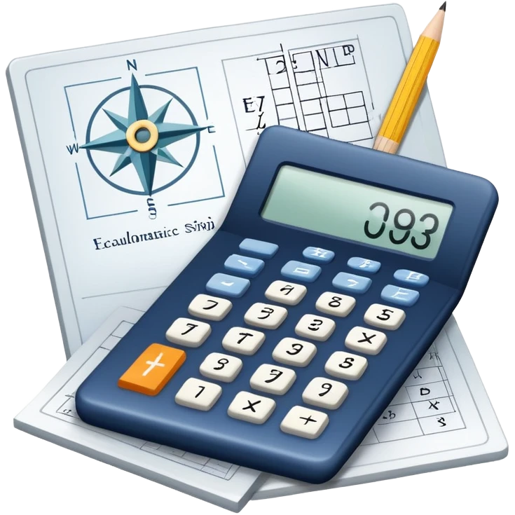 An icon featuring mathematical formulas, a calculator, and geometric shapes, symbolizing mathematics. The design includes numbers, a ruler, and a compass, representing the study of numbers, logic, and equations. Transparent background highlights the science of calculation and analysis emoji