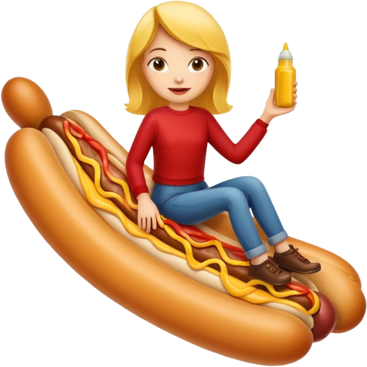 Girl riding a hotdog emoji