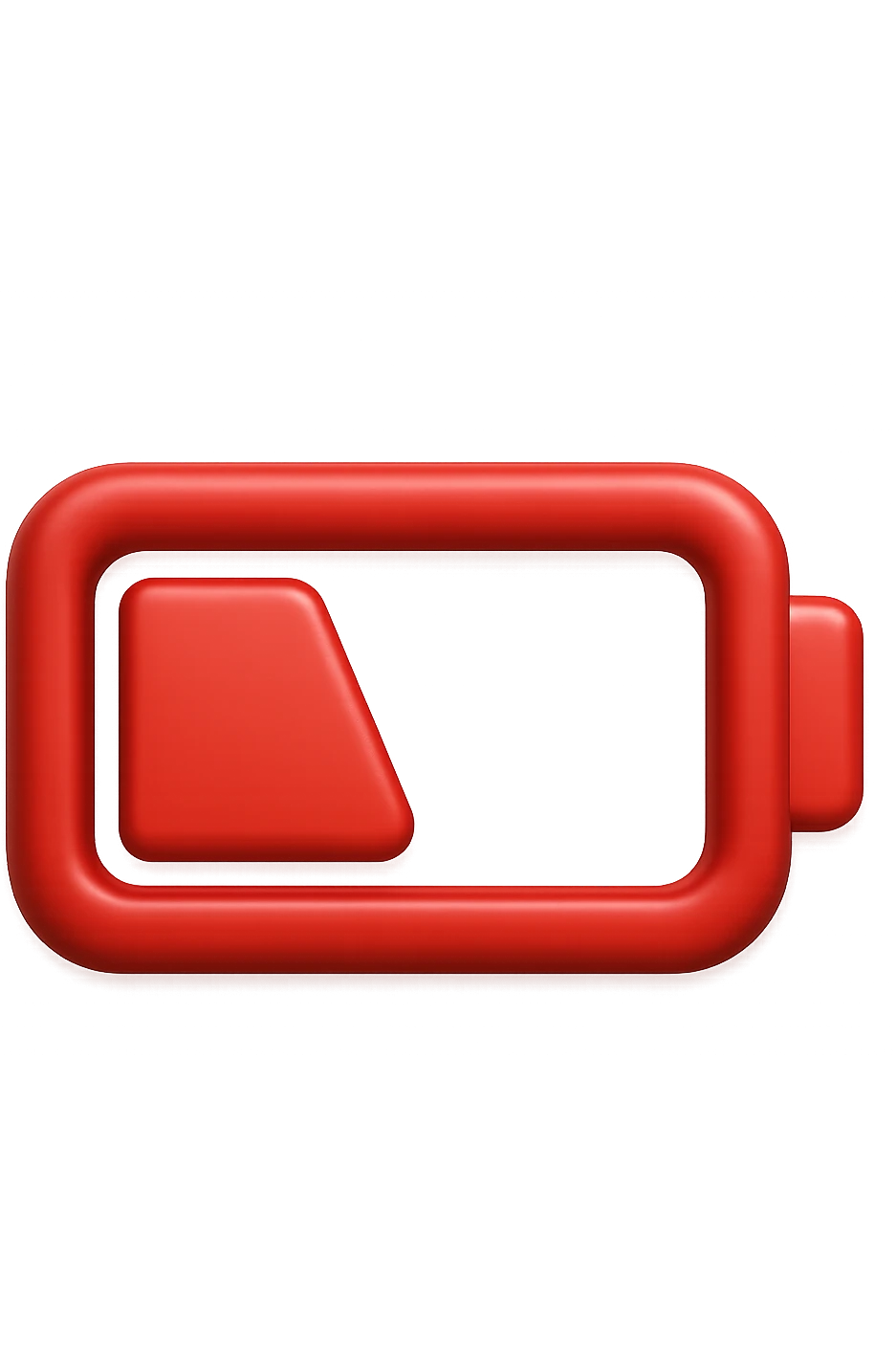 EMOJI STILE IPHONE DI UNA BATTERIA ROSSA SCARICA IN 3D emoji