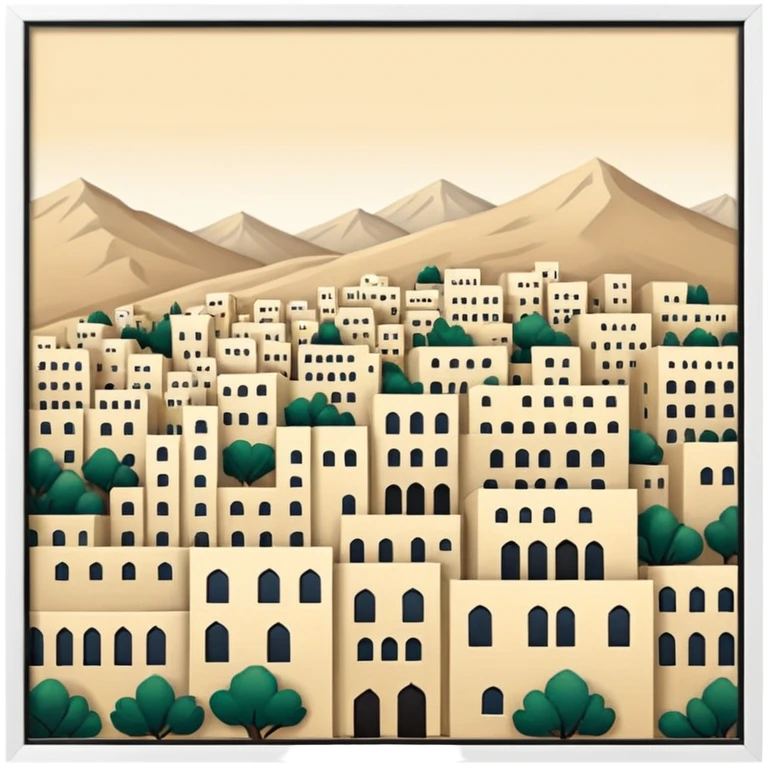little city and many, small, ordinary, simple, home, Iranian-style, 1980  emoji