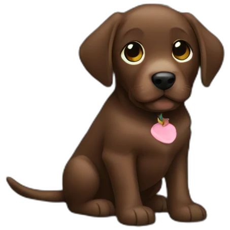 Chocolate labrador puppie in a forest emoji