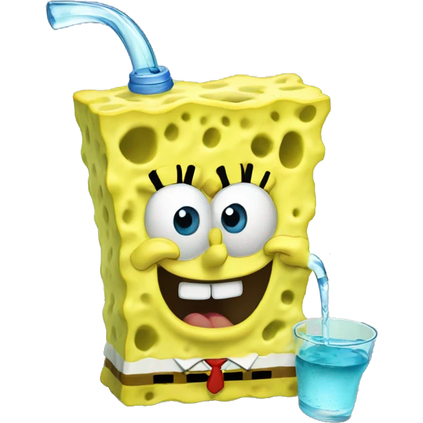 Sponge bob drinking water emoji