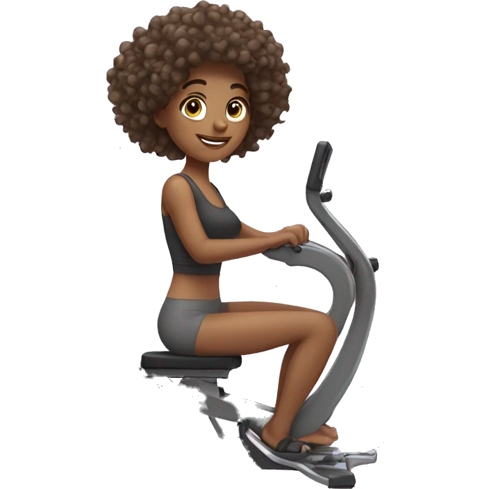 girl with curly hair on pilates machine emoji
