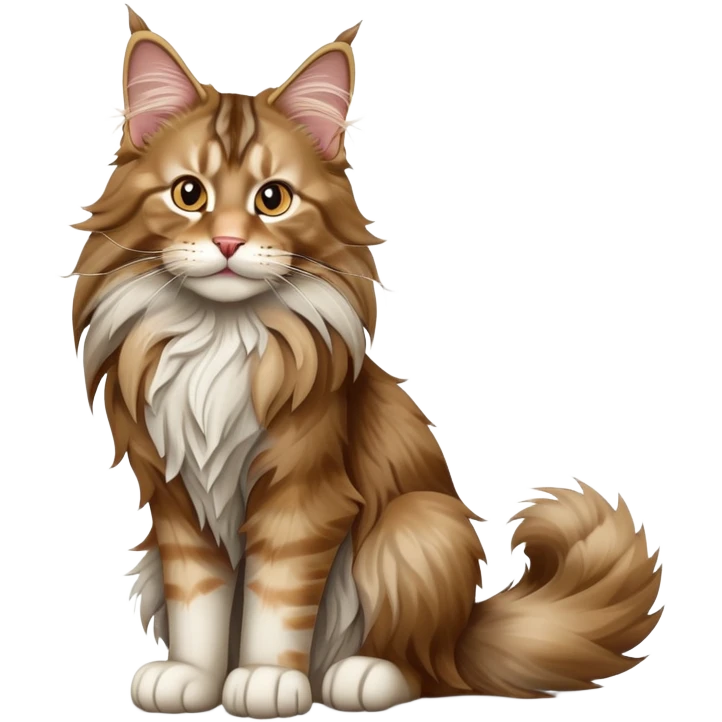 cinematic-[maine coon cat]-realistic-full-body-sitting-emoji,-tail-curled-playfully-around-its-paws,-head-tilted-dramatically,-scruffy-[maine coon]-fur,-simplified-yet-realistic-focused-features,-highly-detailed,-glowing-with-an-almost-sarcastic-glow emoji
