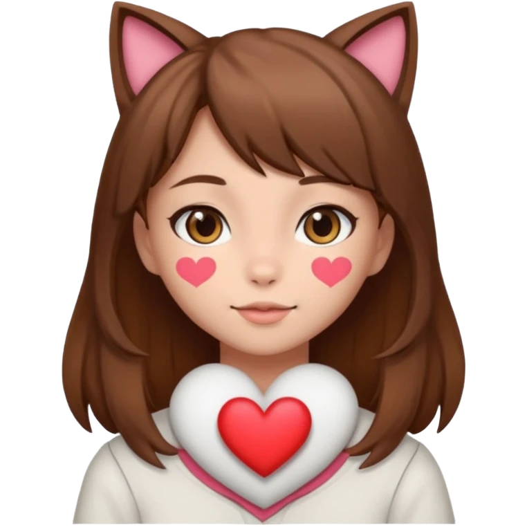 neko girl with heart brown hair emoji