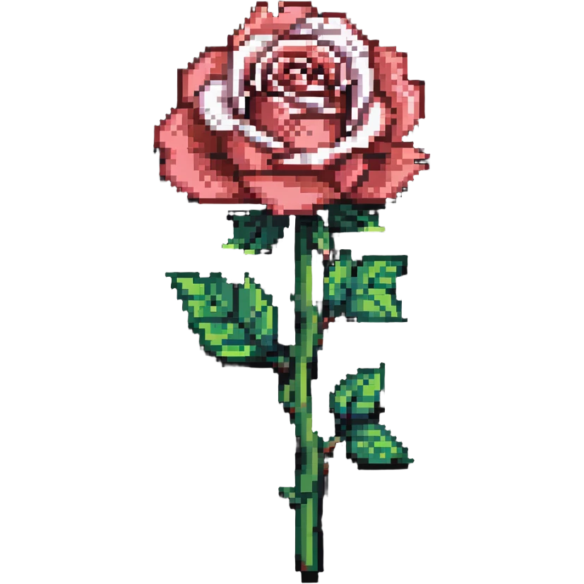 classic single rose in pixel art style emoji