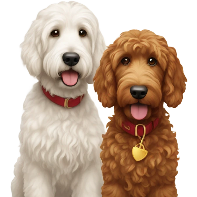 2 golden doodles (one red and one white) emoji