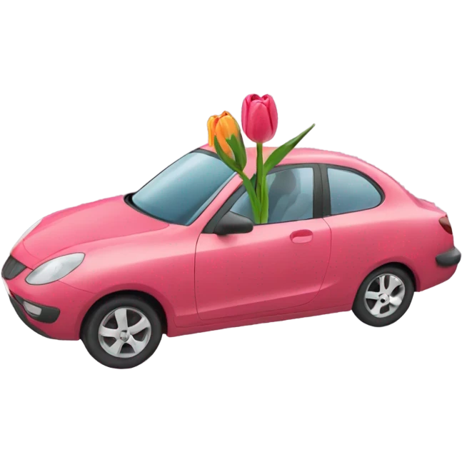 Car with tulip emoji