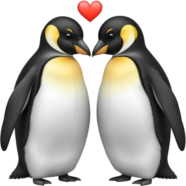 2 emperor penguins facing each other making a heart but no heart emoji added emoji