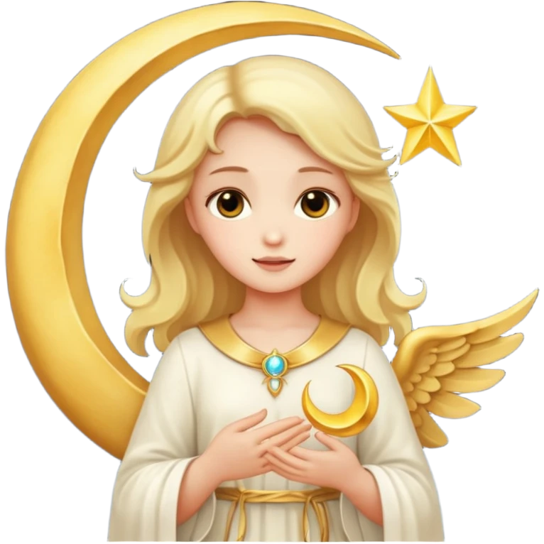 Angel holding moon emoji