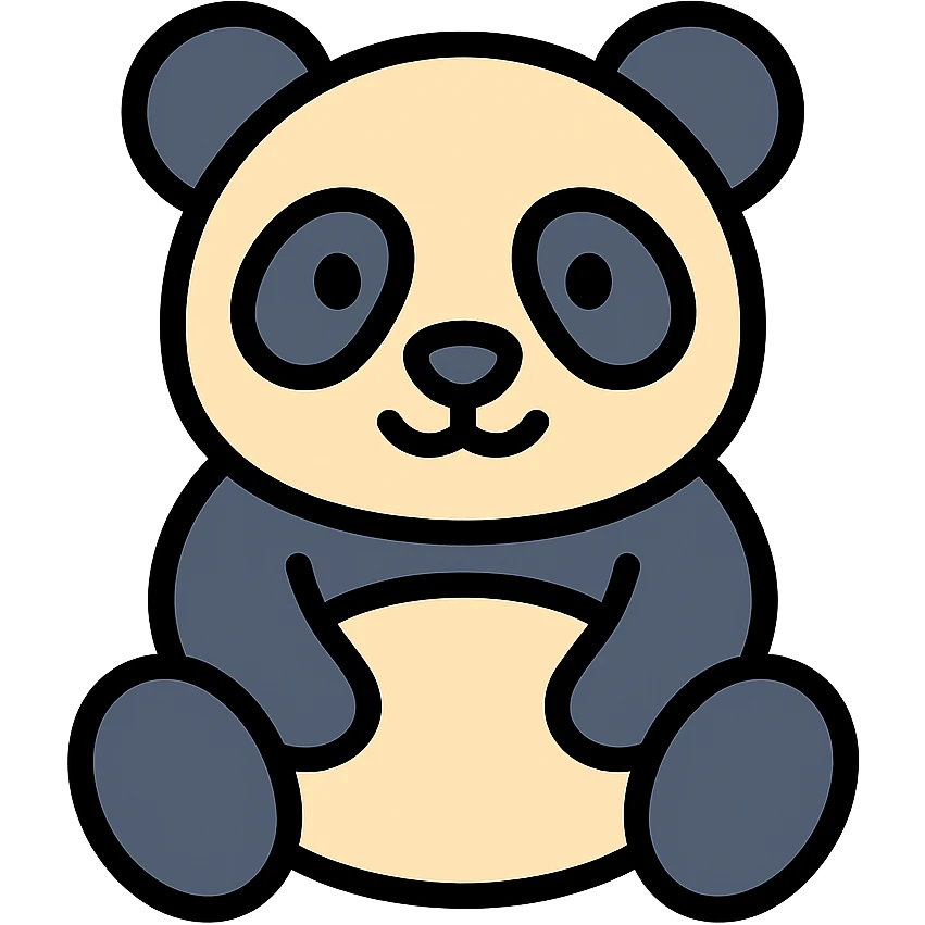 panda bear, color icon style, friendly and cartoonish emoji