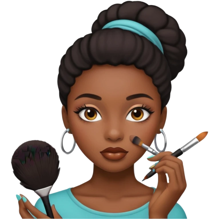 Hyper Realistic black girl doing make up emoji