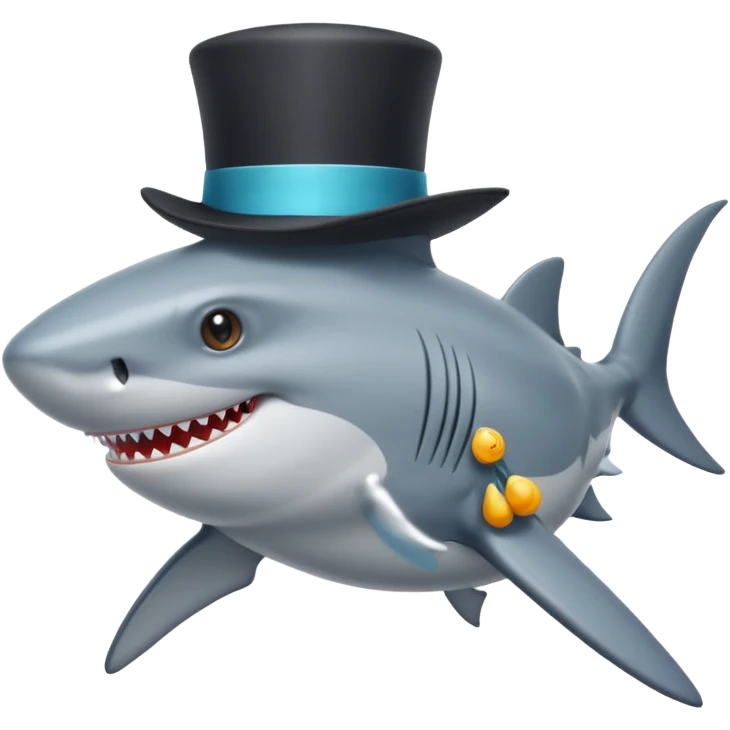 Shark with a top hat emoji