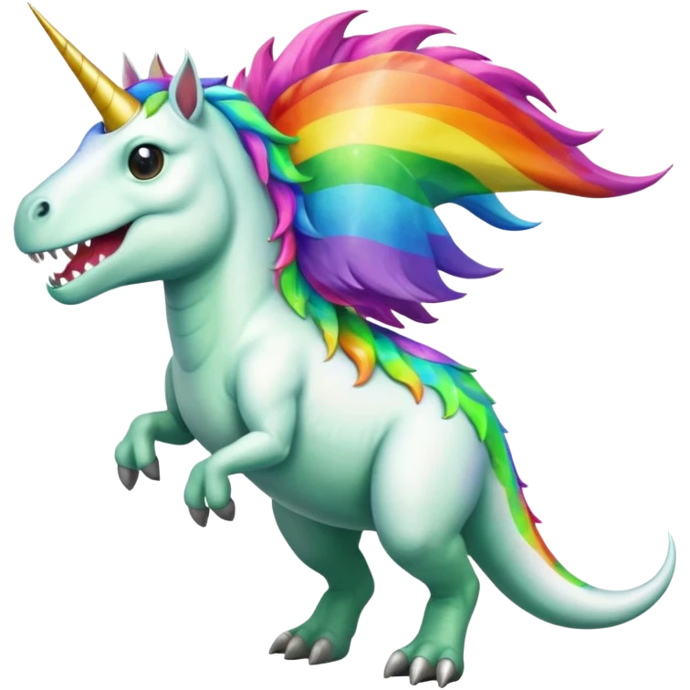 Unicorn riding a T. rex emoji