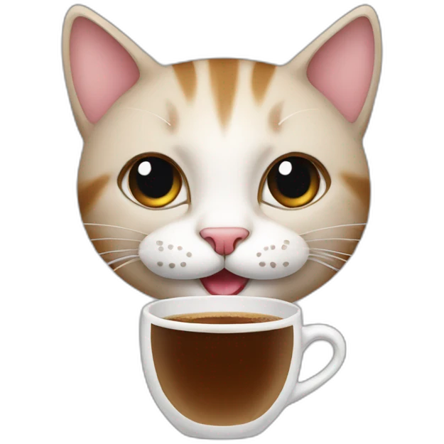 cat smile with coffee emoji