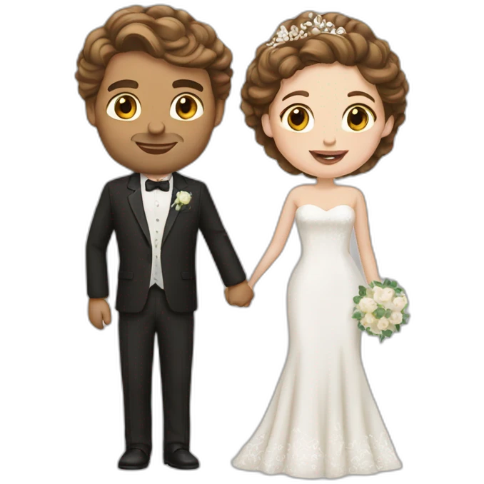 white couple people wedding brown hair emoji