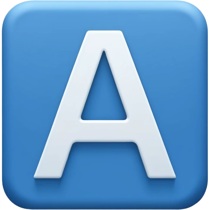 The image is a blue icon with the letter "A" in the center. The letter is in a bold, sans-serif font and is slightly tilted to the right. Below the letter, there is a smaller text that reads "10.9". The background is white and the icon is simple and minimalistic. emoji