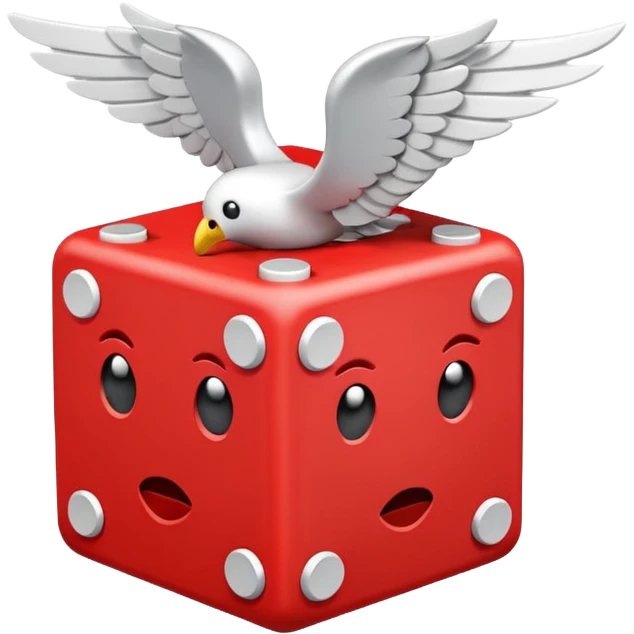 red being the block itself while the white parts are the question marks which are used in all of the lucky blocks, corners, and face. It has 2 white wings on each side like the other Lucky Blocks. It is doing  emoticon: the :3 face. emoji