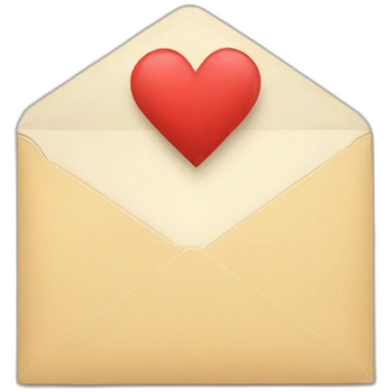 W shaped envelope, with a heart coming out emoji