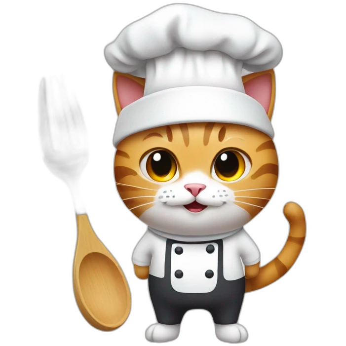Cat chef with pan emoji