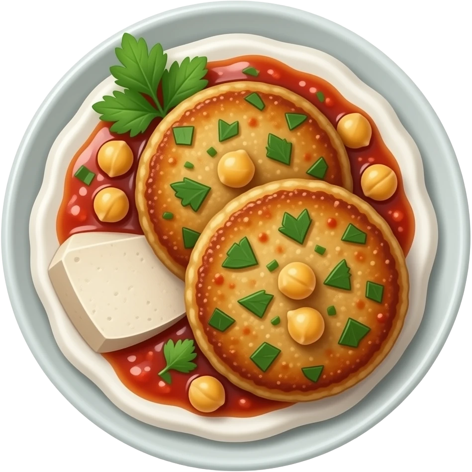 קציצות טופו ועשבי תיבול עם חומוסים ברוטב חריימה מסורתי emoji