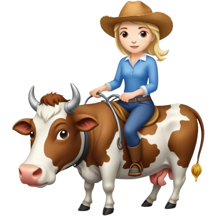 A woman riding a cow emoji