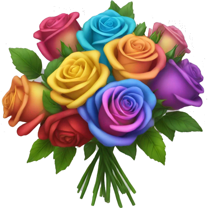 Detailed Rainbow bouquet of roses  emoji