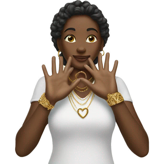heart hands with gold jewelry rings  emoji