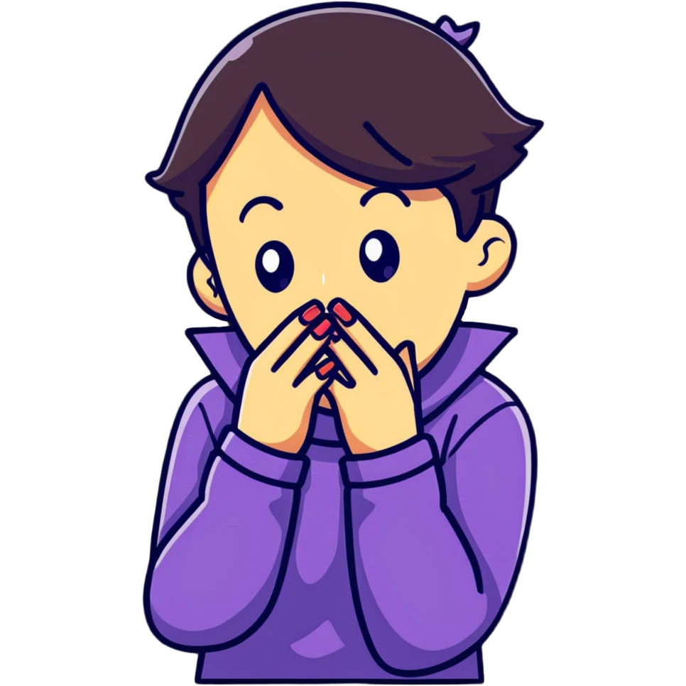 Nervous character biting nails emoji