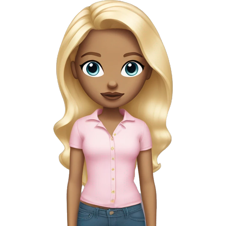 Blond bratz blue eyes light pink shirt emoji