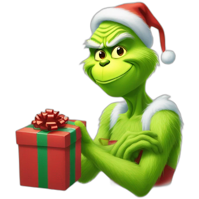 Grinch with a gifts emoji