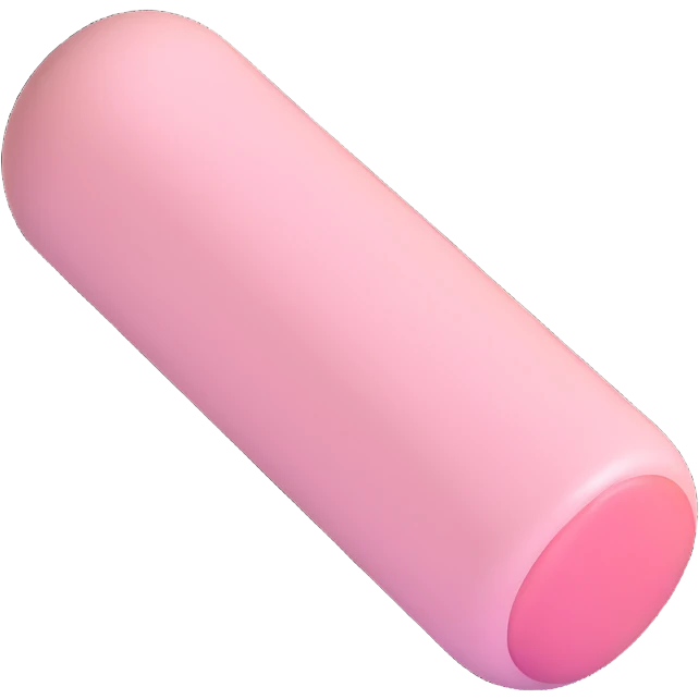 light pastel pink capsule-shaped pill, 3D Apple emoji style emoji