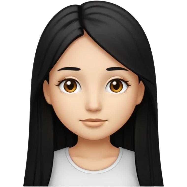 make a girl emoji with straight long black hair and blonde highlights and brown eyes with pretty eyelashes wearing a white top emoji