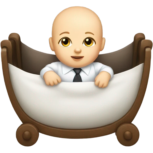 white newborn baby in a business suit lies in a cradle emoji