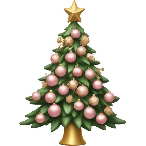 Christmas tree with pale pink and gold ornaments emoji