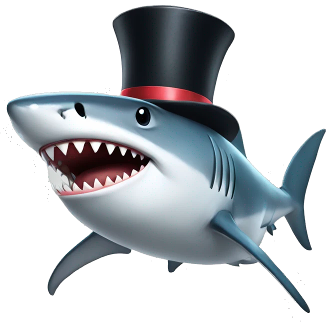 Shark with a top hat emoji