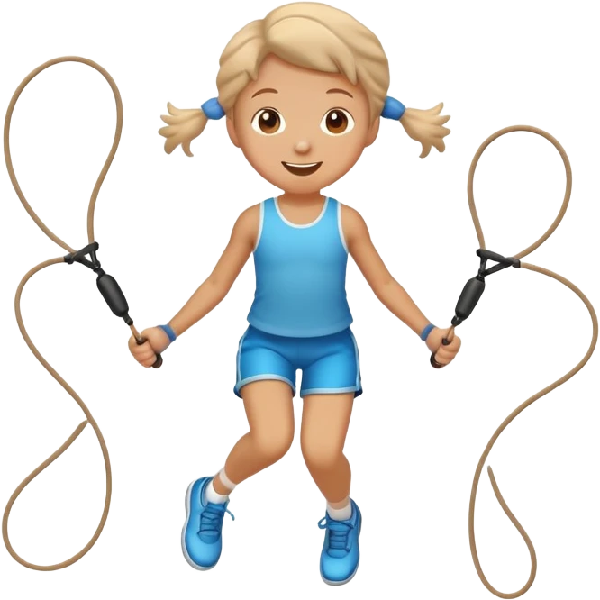 child jumping rope, cheerful expression emoji