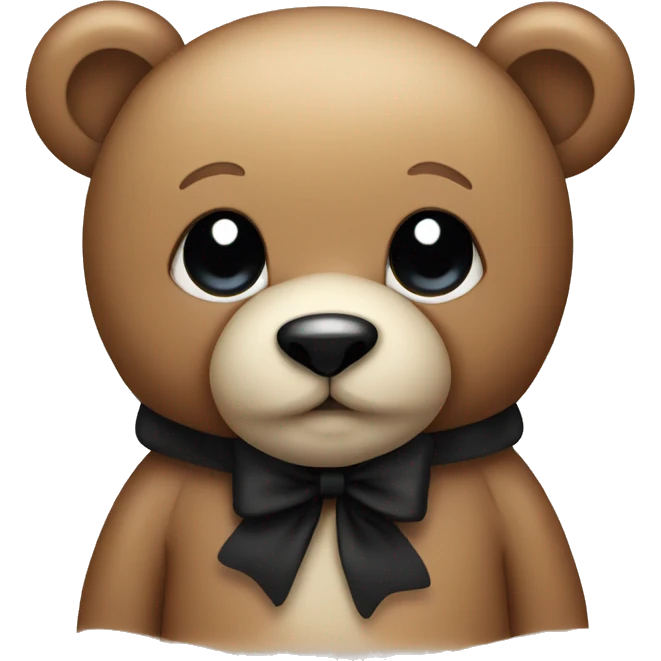 Cute teddy bear with black bow emoji