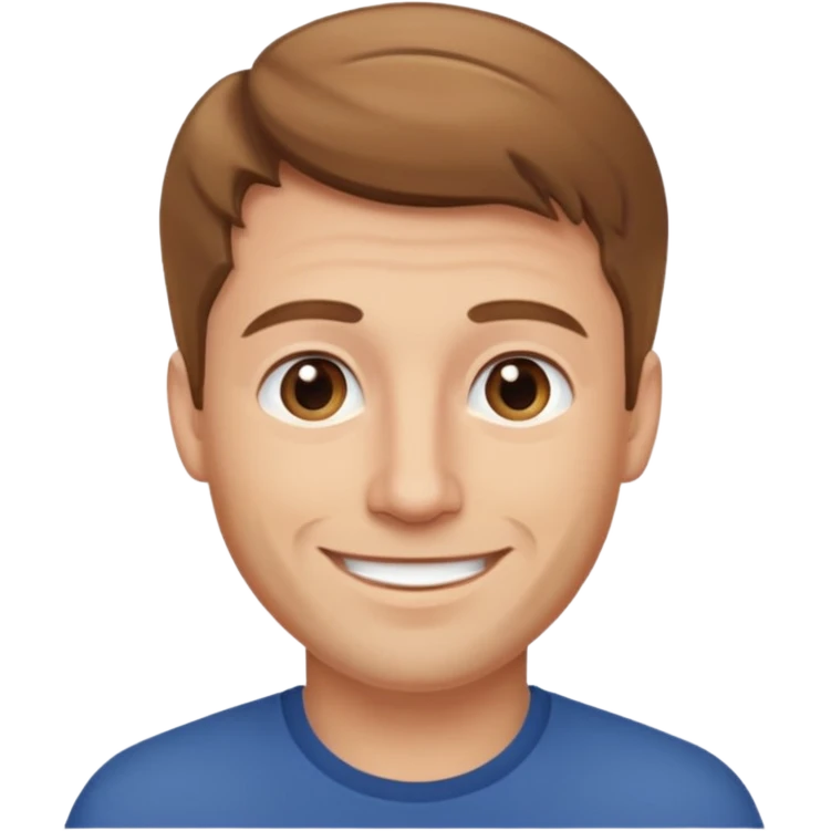 homme cheveux court marron clair sans barbe sourrir emoji