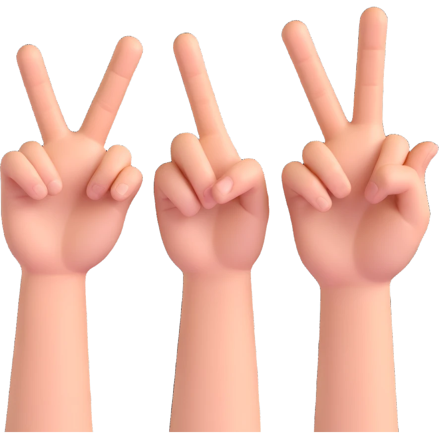 two hands, one indicating 1 with fingers, the other indicating 4, visually distinct and easy to recognize emoji