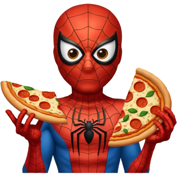 spiderman, wearing ancient custome, with pizza emoji